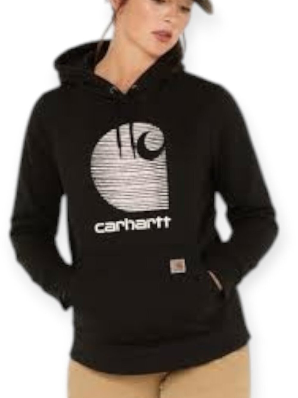 BNWT Carhartt Women's Large Black Relaxed Fit Rain Defender Pullover Hoodie